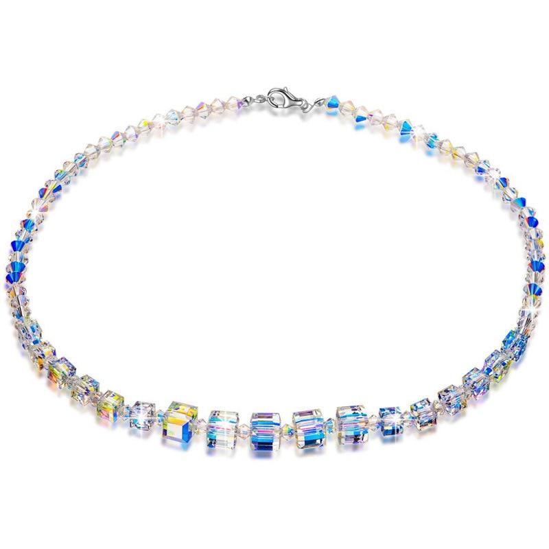 Square Crystal Link Chain Stretch Bracelet for Glamorous Parties