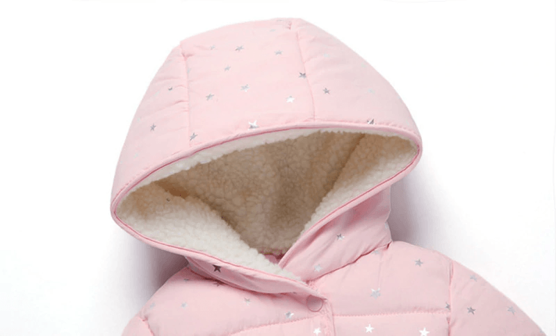 Floral Padded Hooded Jacket for Kids - Winter Warm Cotton Coat