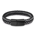 Handmade Braided Leather and Stainless Steel Magnetic Bracelet
