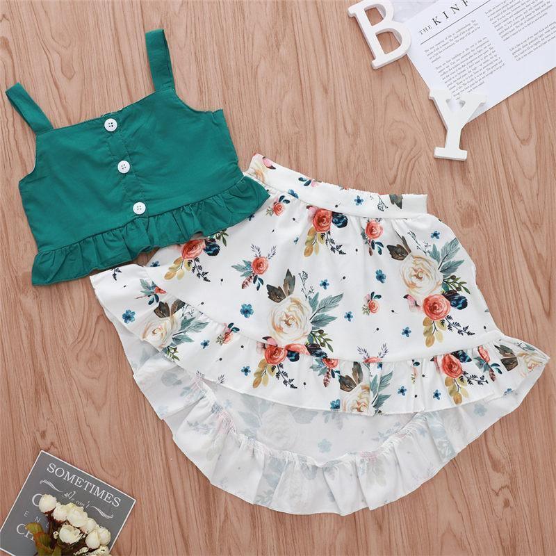 Baby Girl Floral Ruffle Top and Bloomers Set in Teal and White