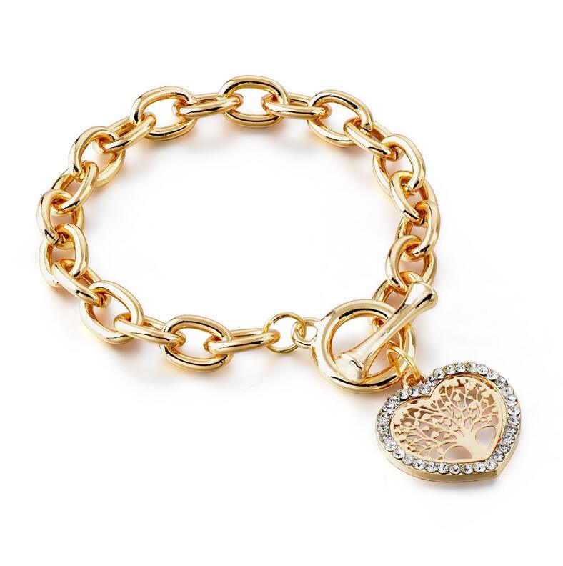 Gold Tone Expandable Tree of Life Medallion Bracelet