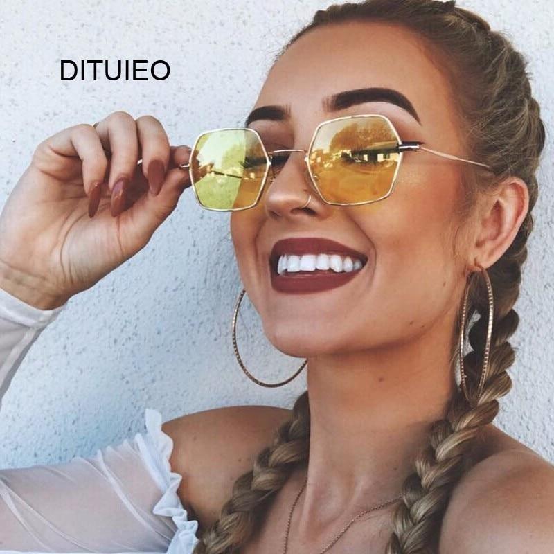 Retro-style yellow women's sunglasses with ultra-light frames and HD UV400 lenses.