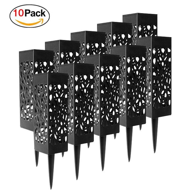 8-Pack Retro Waterproof Solar LED Lamps in Black Stainless Steel