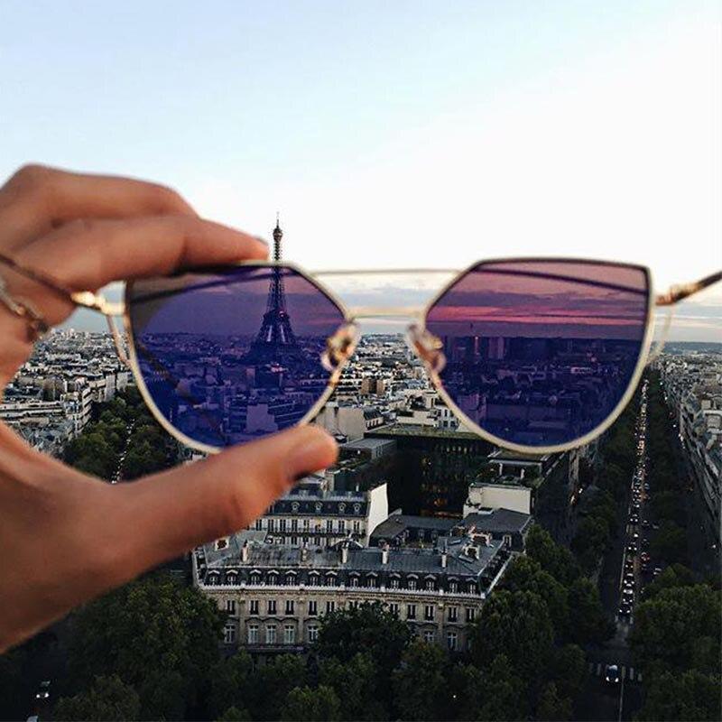 Modern Cat Eye Metal Sunglasses for Women with UV400 Protection