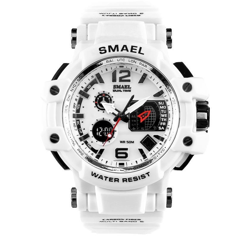 White LED digital sports watch with 50M water resistance and luxury modern design