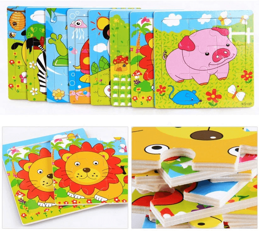 Wooden 3D Mosaic Animal Puzzle Educational Kids Toy Small Square