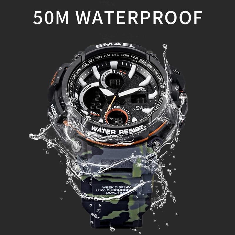 Red Sport Digital Watch 50M Waterproof Military Tactical Style