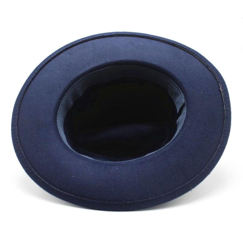 Vintage Wide Brim Fedora Hat with Buckle - Retro Wool Blend Cap