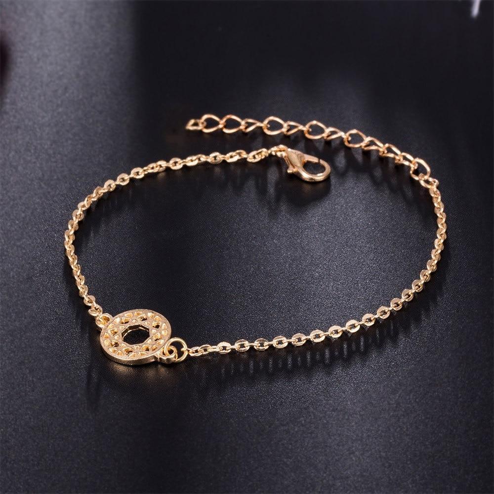 Adjustable Bohemian Gold-Tone Leaf Geometric Cuff Bangle
