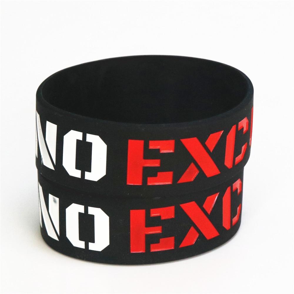 No Excuses Motivational Black Silicone Wristband Sports Bracelet