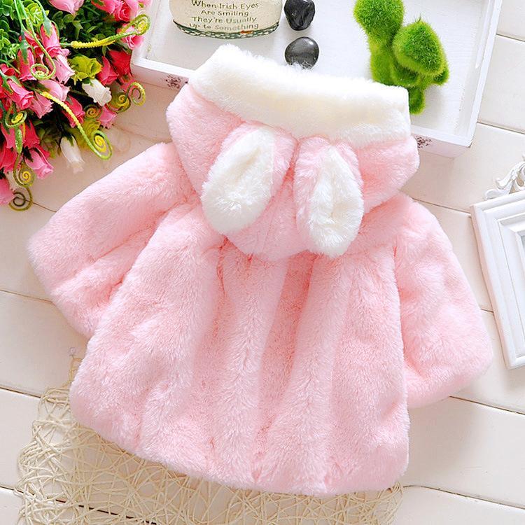 Baby Girls Reversible Rabbit Ear Cloak Coat Warm Winter Cape