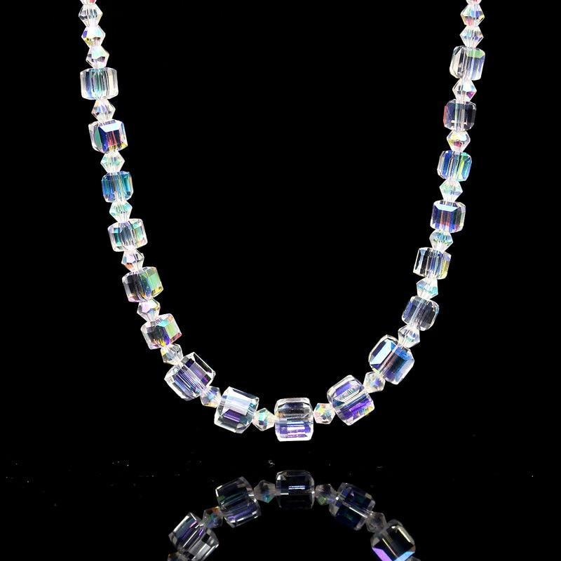 Square Crystal Link Chain Stretch Bracelet for Glamorous Parties