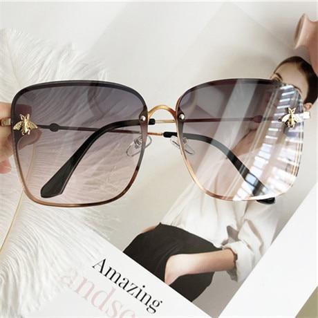 Oversized Square Sunglasses for Women, Gradient UV400 Metal Frames