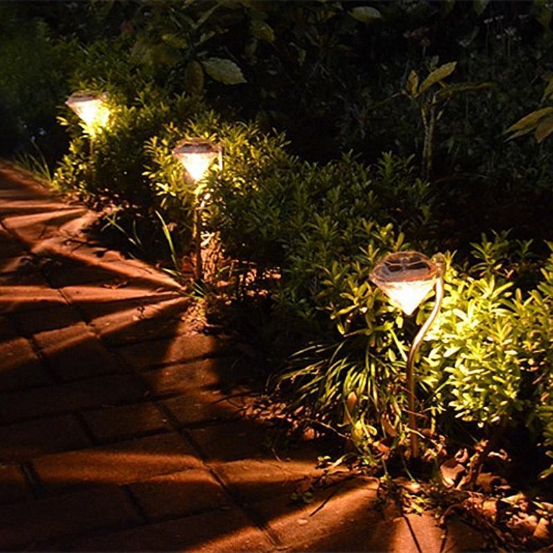4-Pack Solar Diamond Garden Lights, Warm White & Multicolor Path Lamps