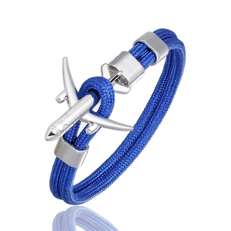 Modern Airplane Charm Bracelet Unisex Adjustable Cord Jewelry