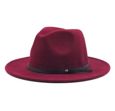 Vintage Black Wool Fedora Hat with Belt Buckle Detail