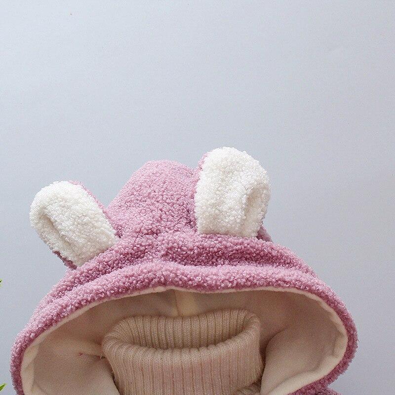 Baby Girls Heart Print Thick Velvet Winter Hoodie Jacket Outerwear