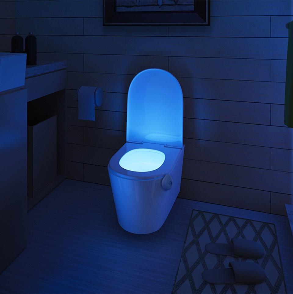 Motion Sensor LED Toilet Night Light 8-Color Changing Bathroom Lamp