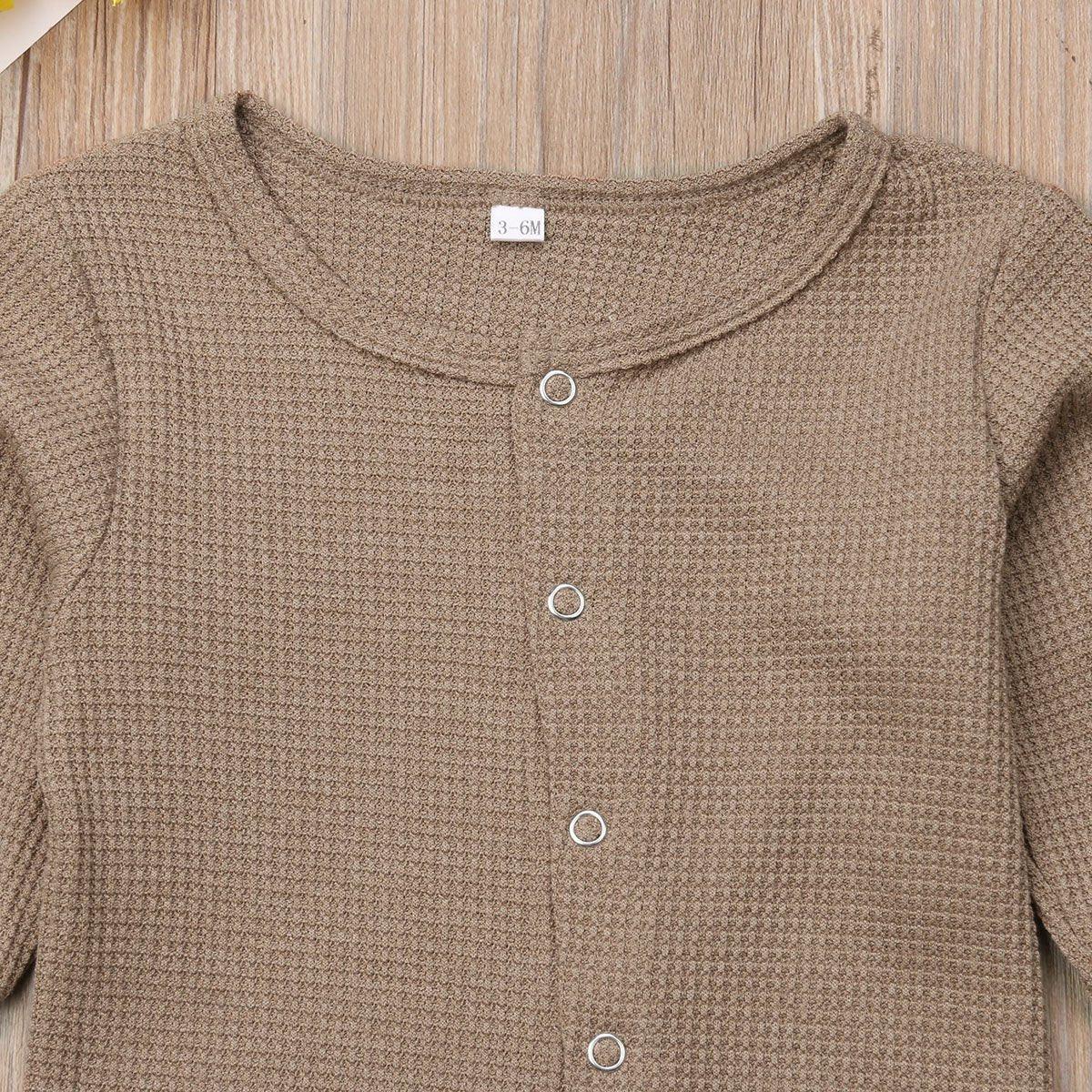 Retro Long Sleeve Baby Romper with Button Closure