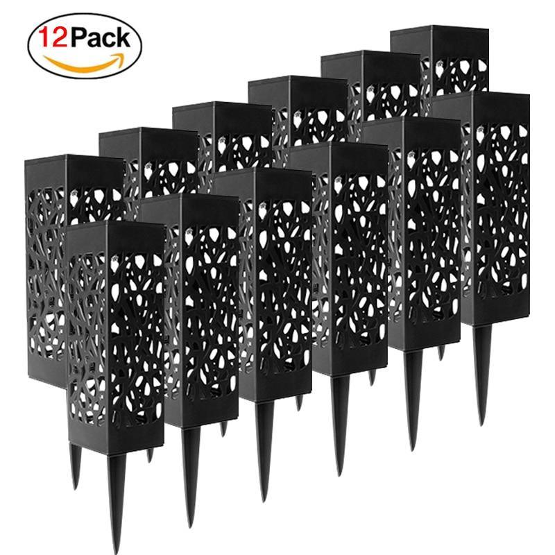 8-Pack Retro Waterproof Solar LED Lamps in Black Stainless Steel