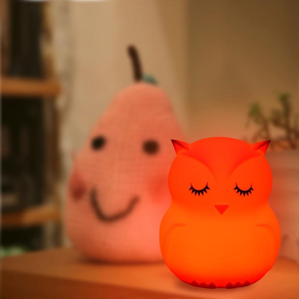Cute Silicone Owl Night Light with Remote & Touch Sensor for Kids