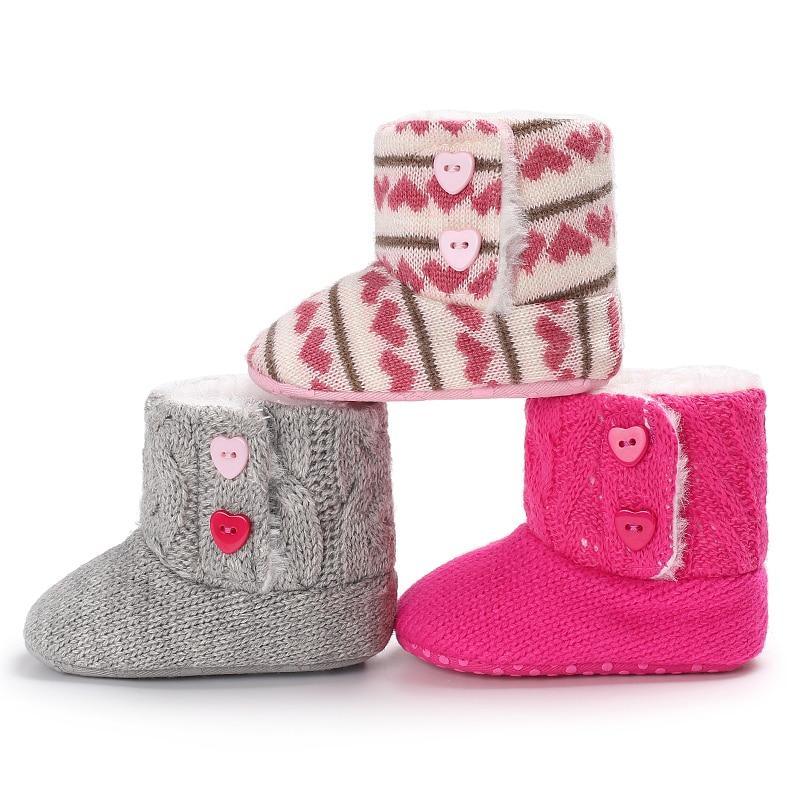 Cute Minimalist Knitted Baby Boots - Soft Sole Autumn Winter Shoes