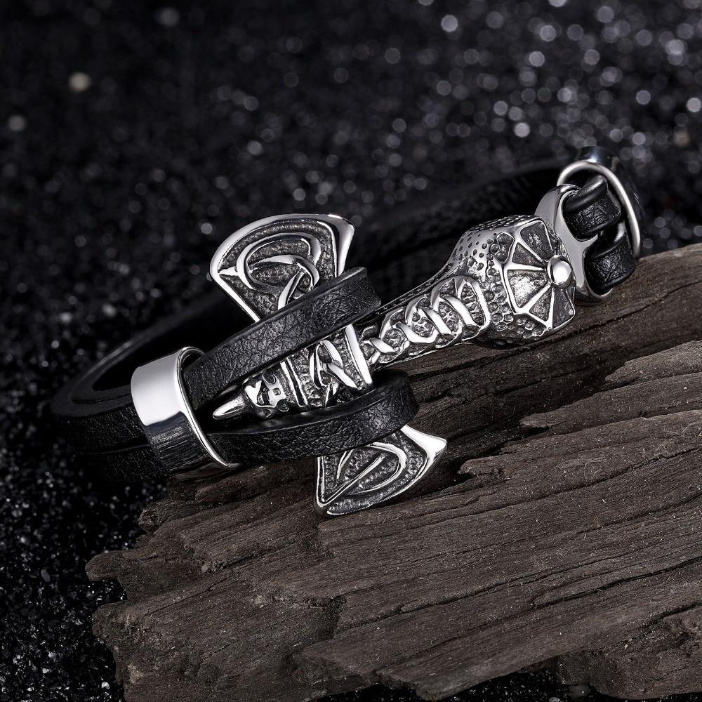 Men's Multi-Layer Braided Leather Anchor and Lion Charm Bracelet