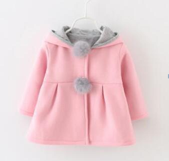 Whimsical Rabbit Ear Hooded Winter Coat for Baby Girls