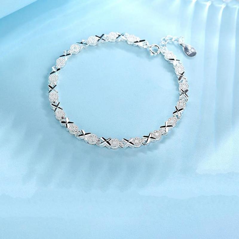 Italian 925 Sterling Silver Geometric Zircon Bracelet