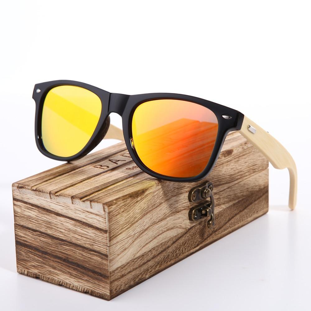 Pink Bamboo Wood Sunglasses Mirror Lens Designer Fashion Glasses