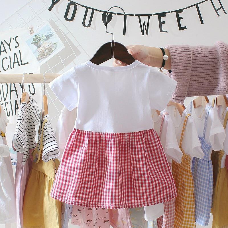 Retro Plaid Toddler Girl Dress - Casual Short Sleeve Birthday Outfit