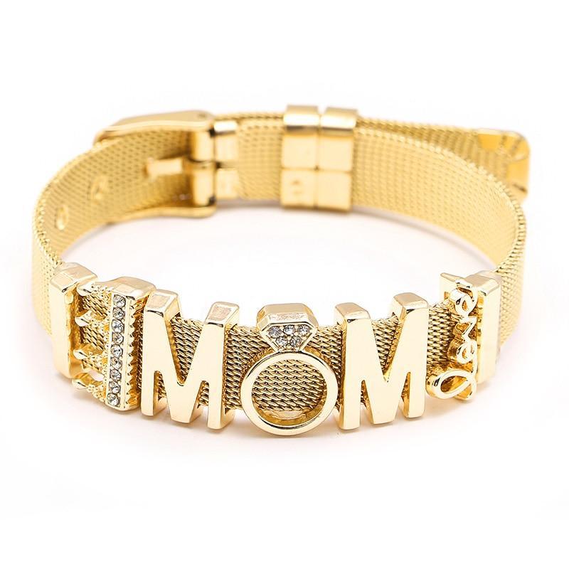 18K Gold Plated Italian Mesh Heart and Anchor Charm Bracelet