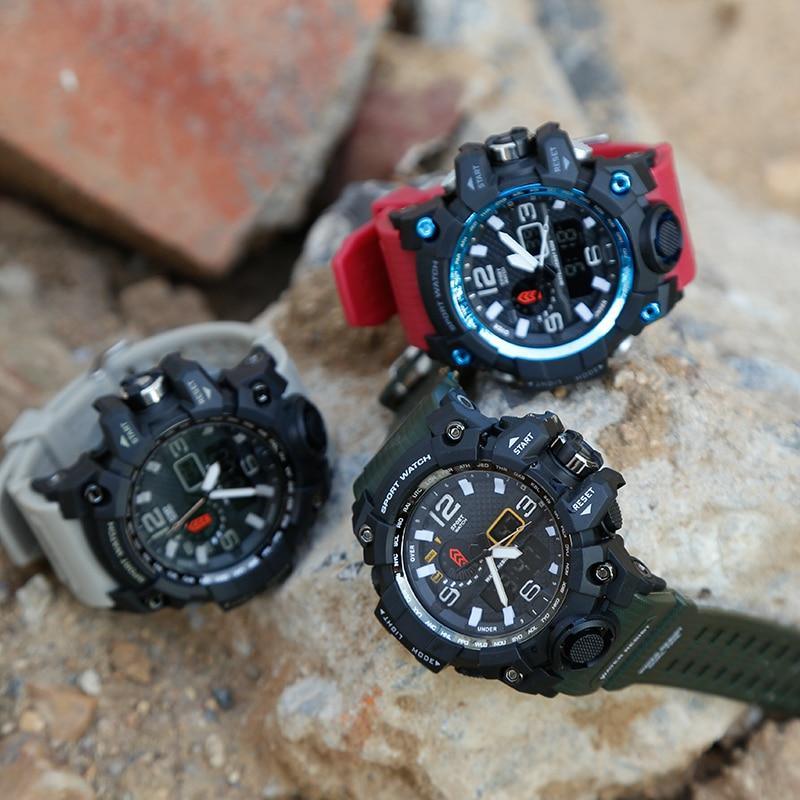 Men Military Tactical Sport Watch Dual Display LED Analog Digital