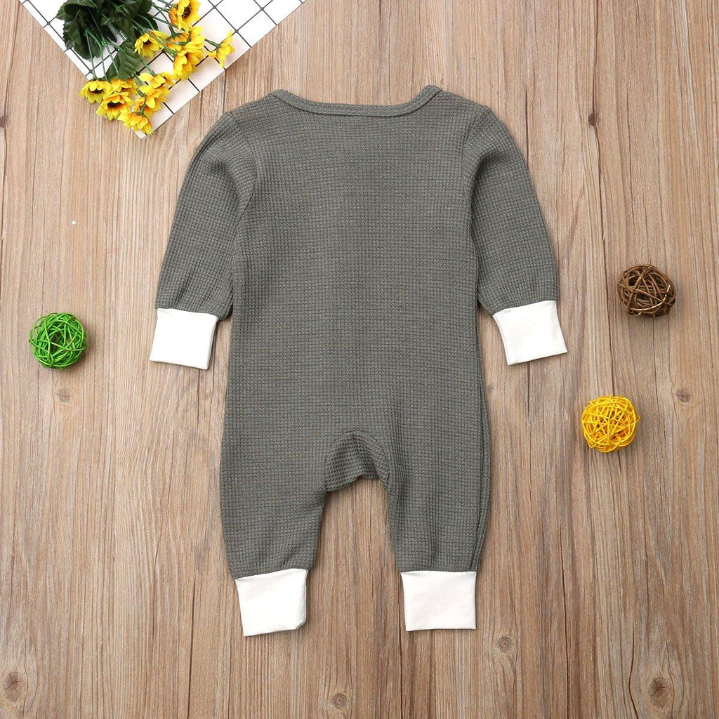 Retro Long Sleeve Baby Romper with Button Closure
