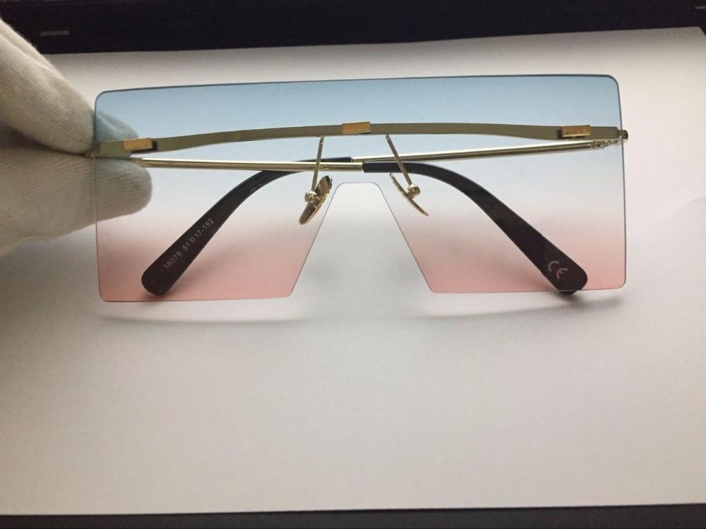 Oversized Gradient Rimless Sunglasses Retro Square Gold Metal Frame
