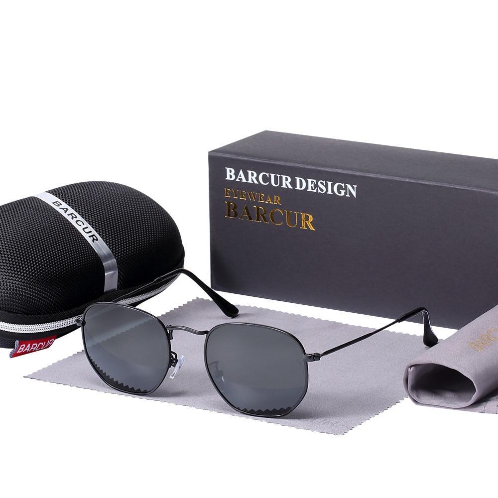 Unisex Hexagon Polarized Sunglasses Stainless Steel Frame UV400
