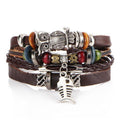 Boho Multilayer Leather Wrap Bracelet with Gemstone Beads