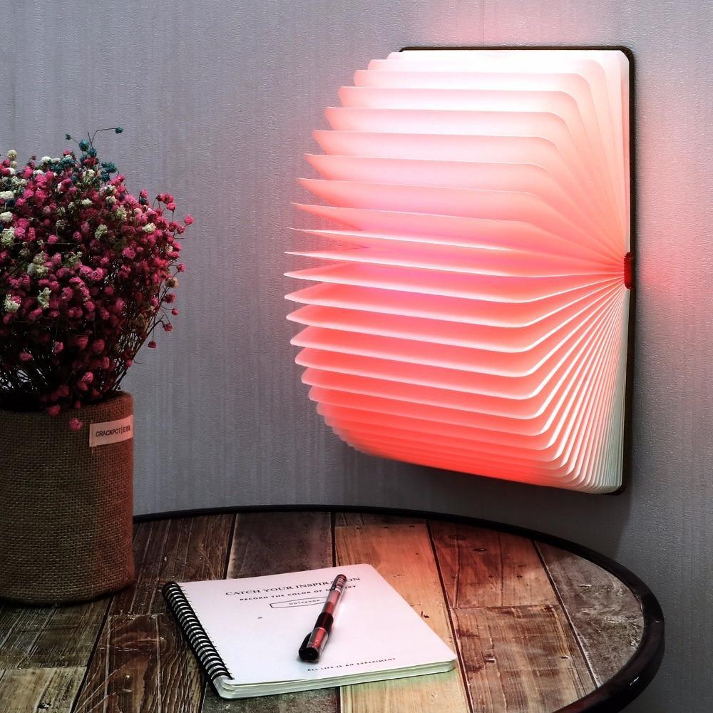 Rechargeable Foldable Wooden Book Lamp - Unique Home Decor