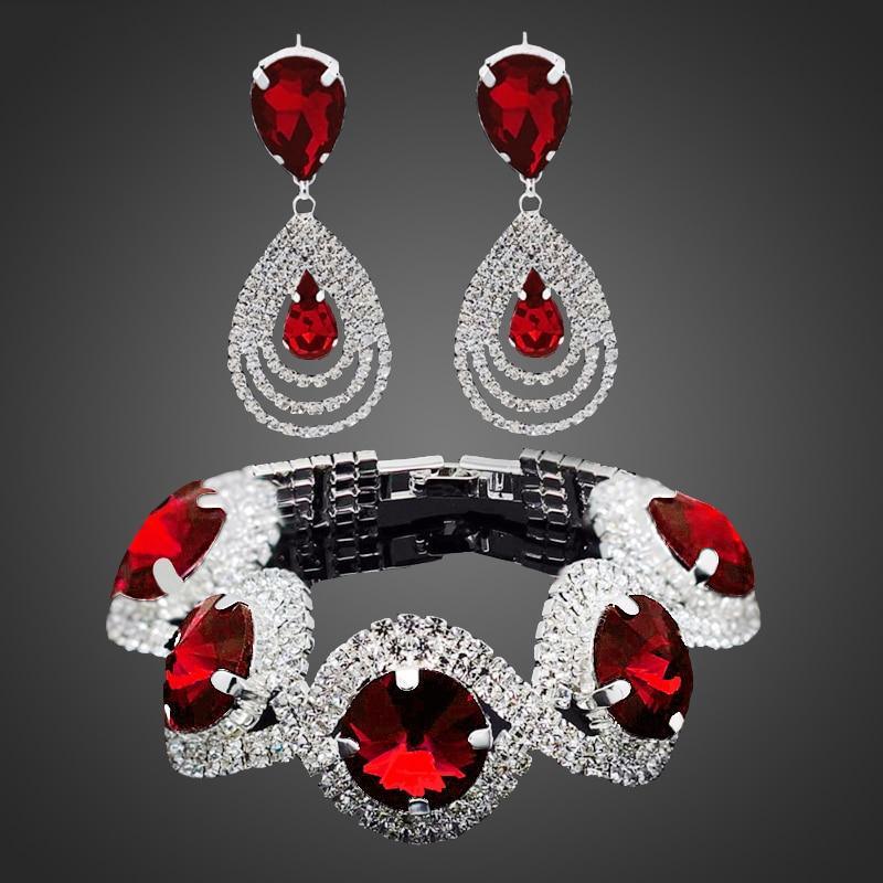 Glamorous Austrian Crystal Bridal Jewelry Set for Wedding Prom
