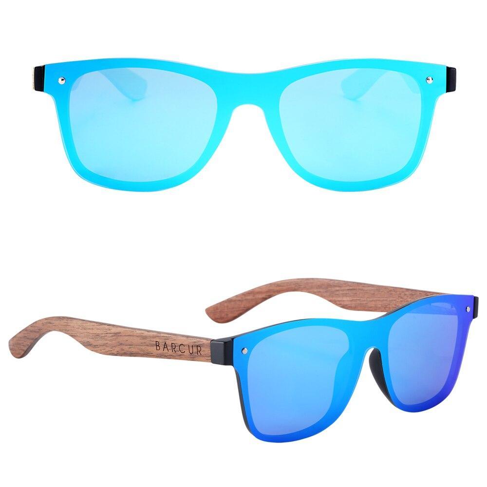 Polarized Black Walnut Wood Square Sunglasses UV400 Natural Aesthetic