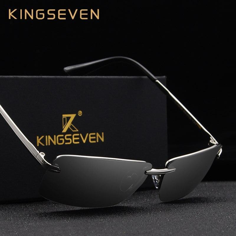 Classic retro rimless polarized sunglasses for men with gold metal frames