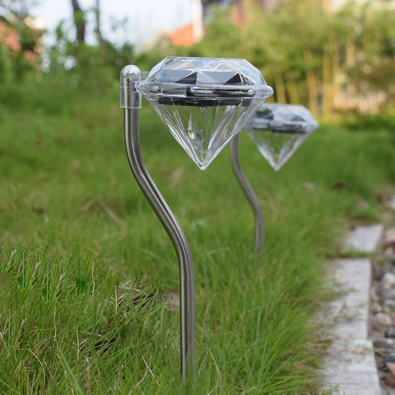 4-Pack Solar Diamond Garden Lights, Warm White & Multicolor Path Lamps