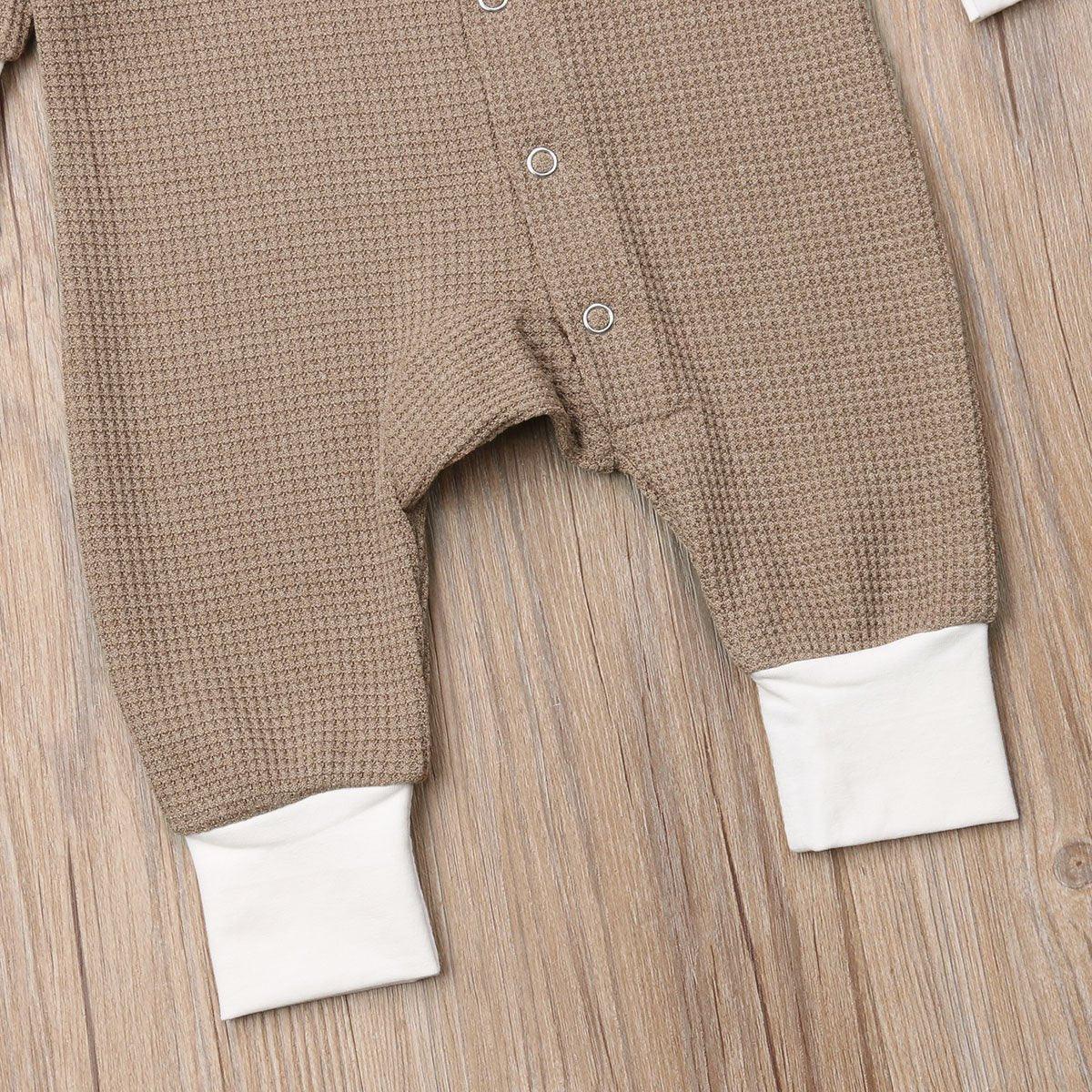 Retro Long Sleeve Baby Romper with Button Closure