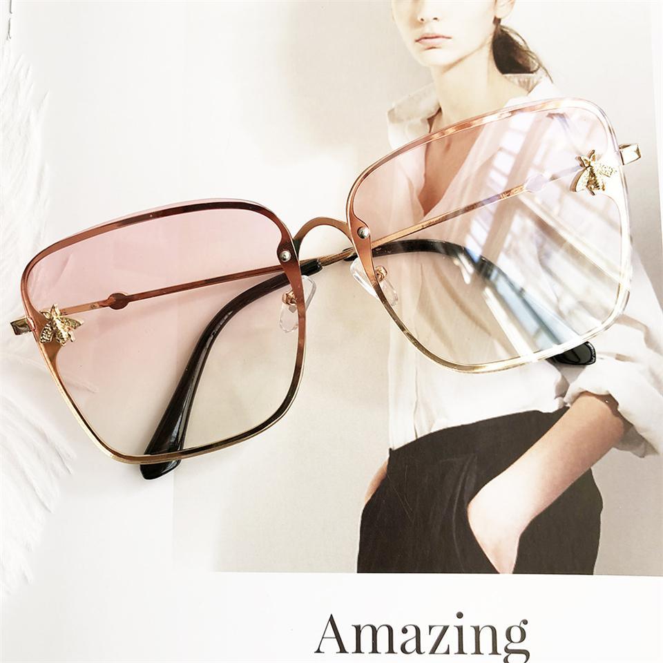 Oversized Square Sunglasses for Women, Gradient UV400 Metal Frames