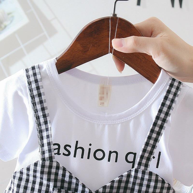Retro Plaid Toddler Girl Dress - Casual Short Sleeve Birthday Outfit
