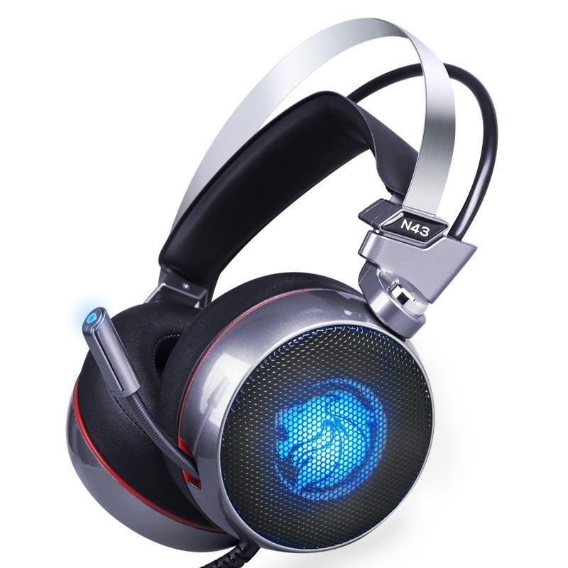 STEVVEX N43 gaming headset with 7-color LED lighting and microphone
