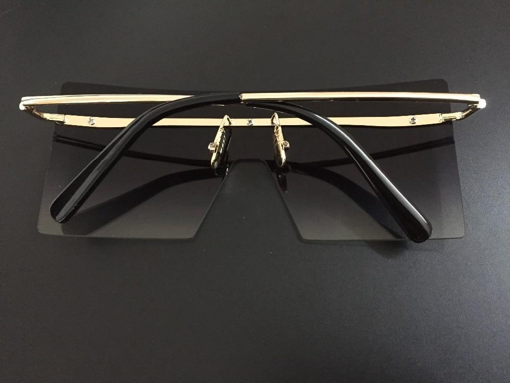 Oversized Gradient Rimless Sunglasses Retro Square Gold Metal Frame