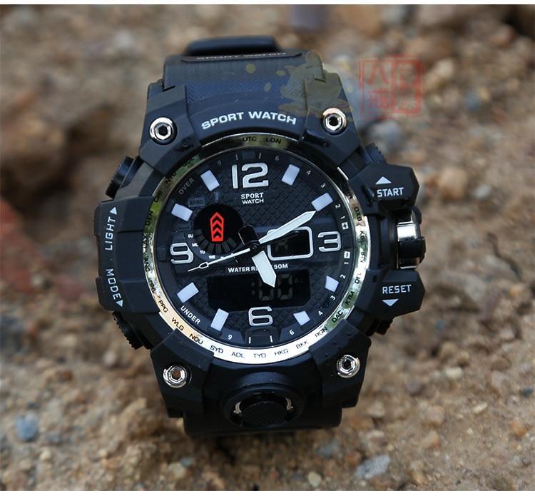 Men Military Tactical Sport Watch Dual Display LED Analog Digital