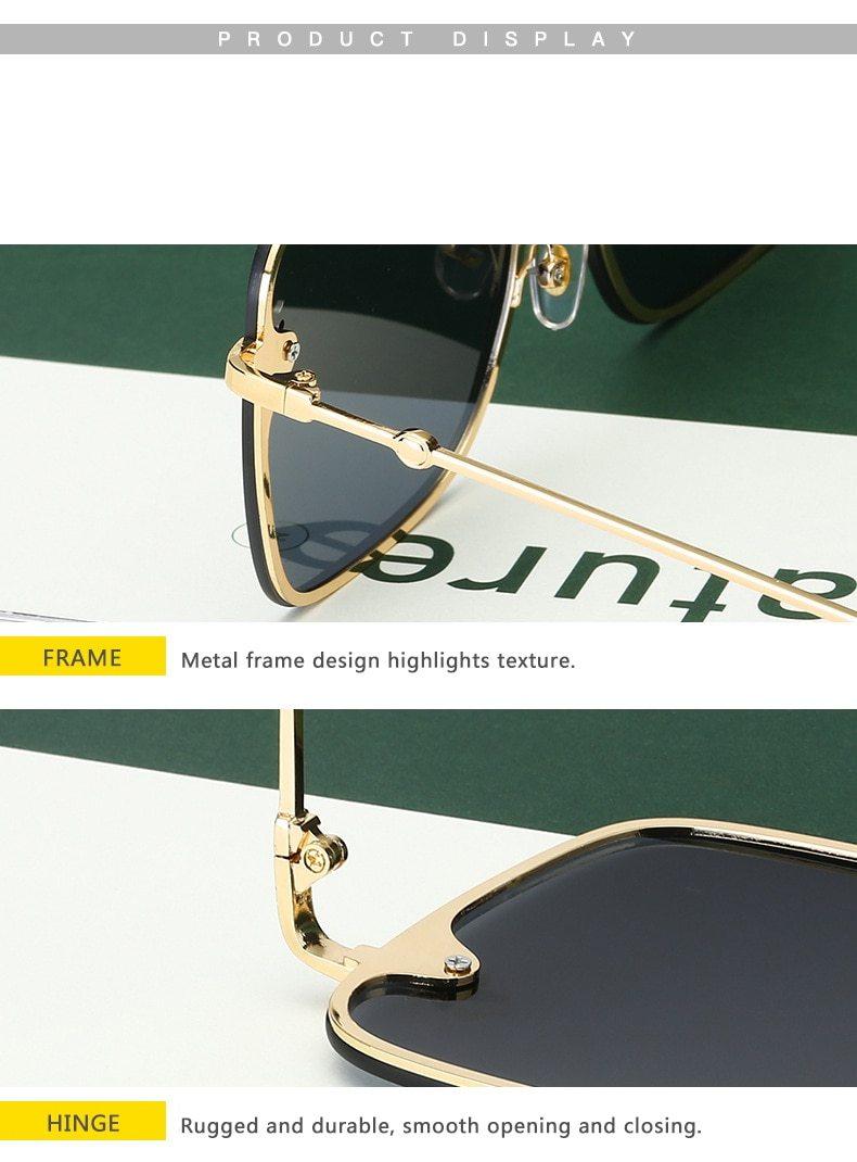 Oversize Rimless Square Bee Sunglasses with UV400 Gradient Lenses