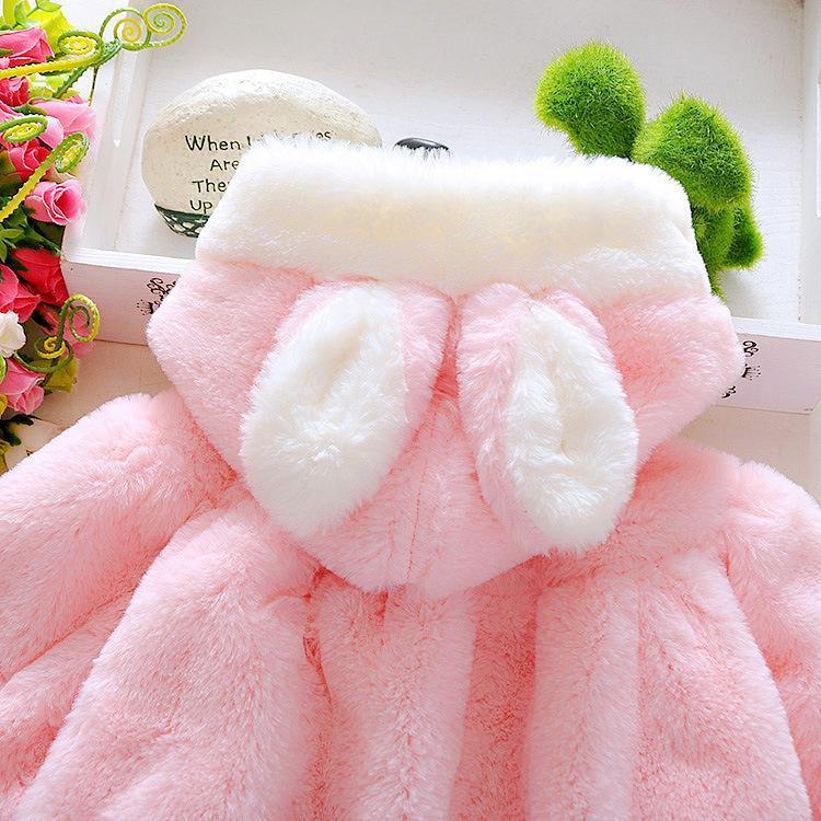 Baby Girls Reversible Rabbit Ear Cloak Coat Warm Winter Cape